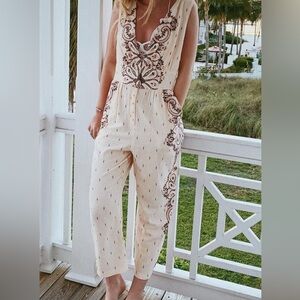 Free People Cream Stying Sun Jumpsuit. Size M